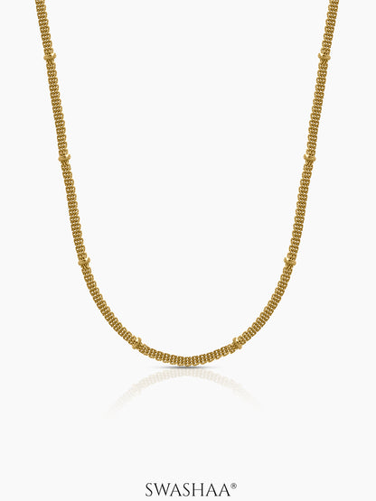 Zeya Textured Chain With Multi-Strand Woven Links 18K Gold Plated Chain