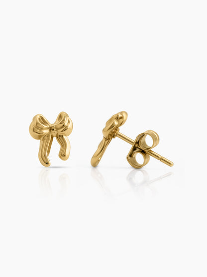 Zini Bow Charm 18K Gold Plated Kid's Stud Earrings