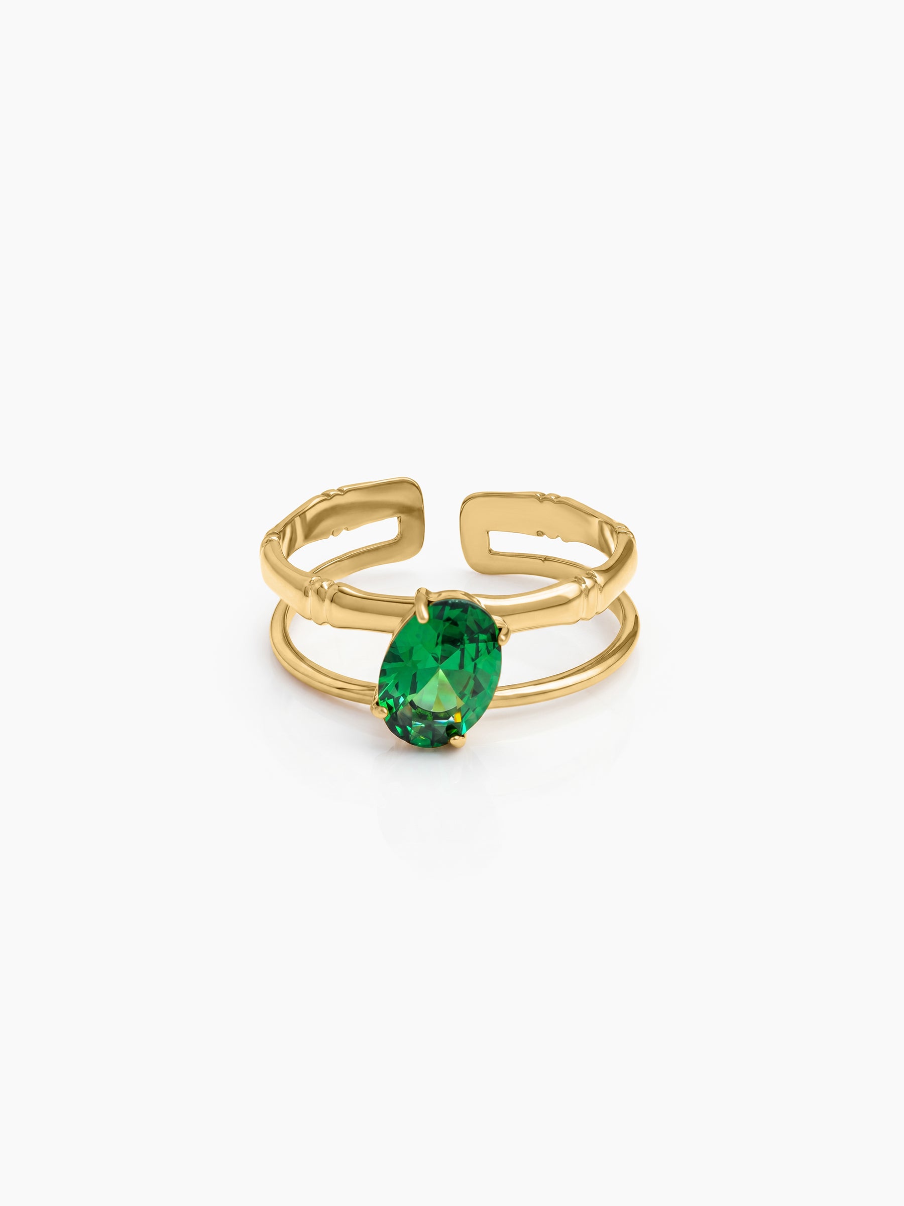 Zirelle Green Solitaire Green - Gold Women's Rings
