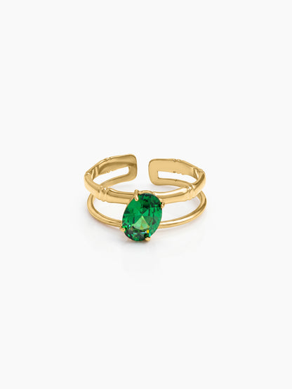 Zirelle Green Solitaire Green - Gold Women's Rings