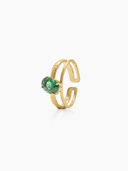 Zirelle Green Solitaire Green - Gold Women's Rings