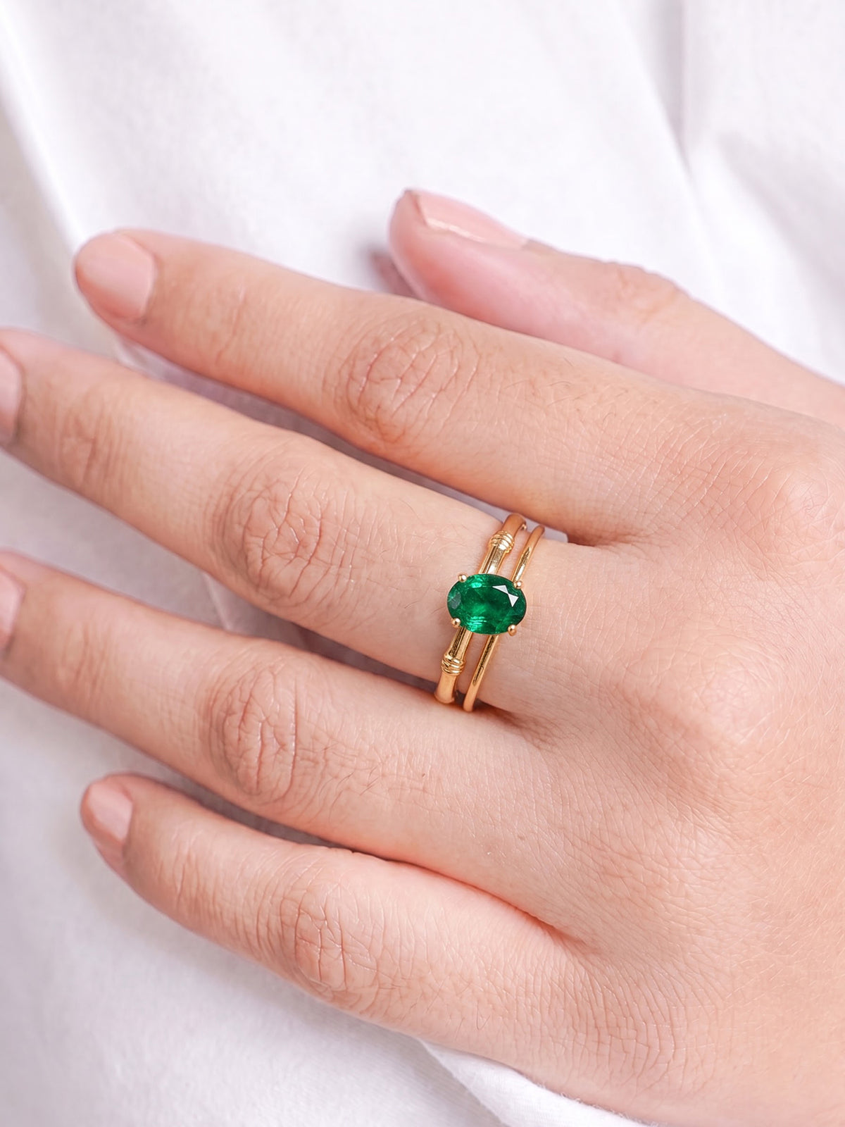 Zirelle Green Solitaire Green - Gold Women's Rings