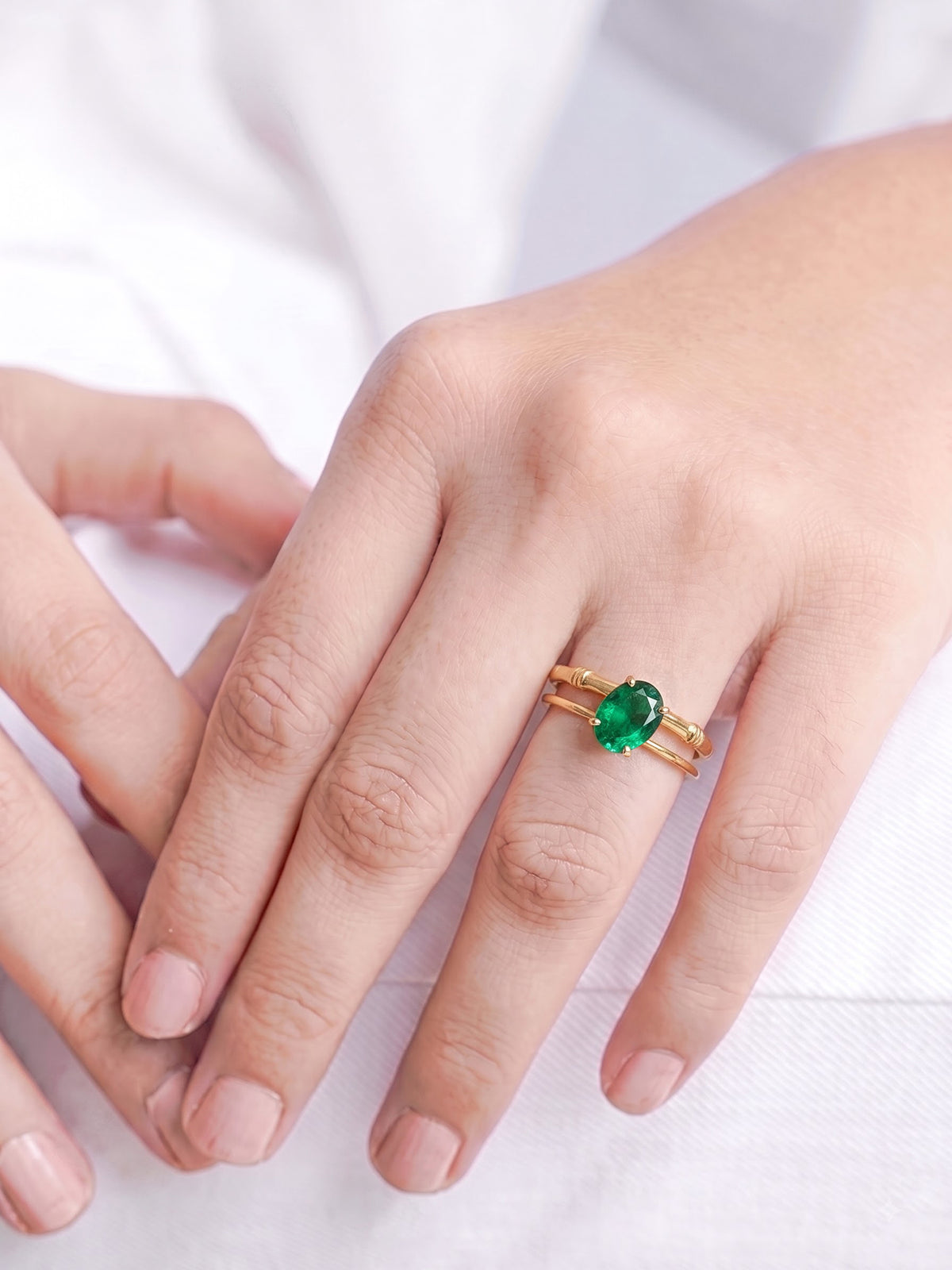 Zirelle Green Solitaire Green - Gold Women's Rings