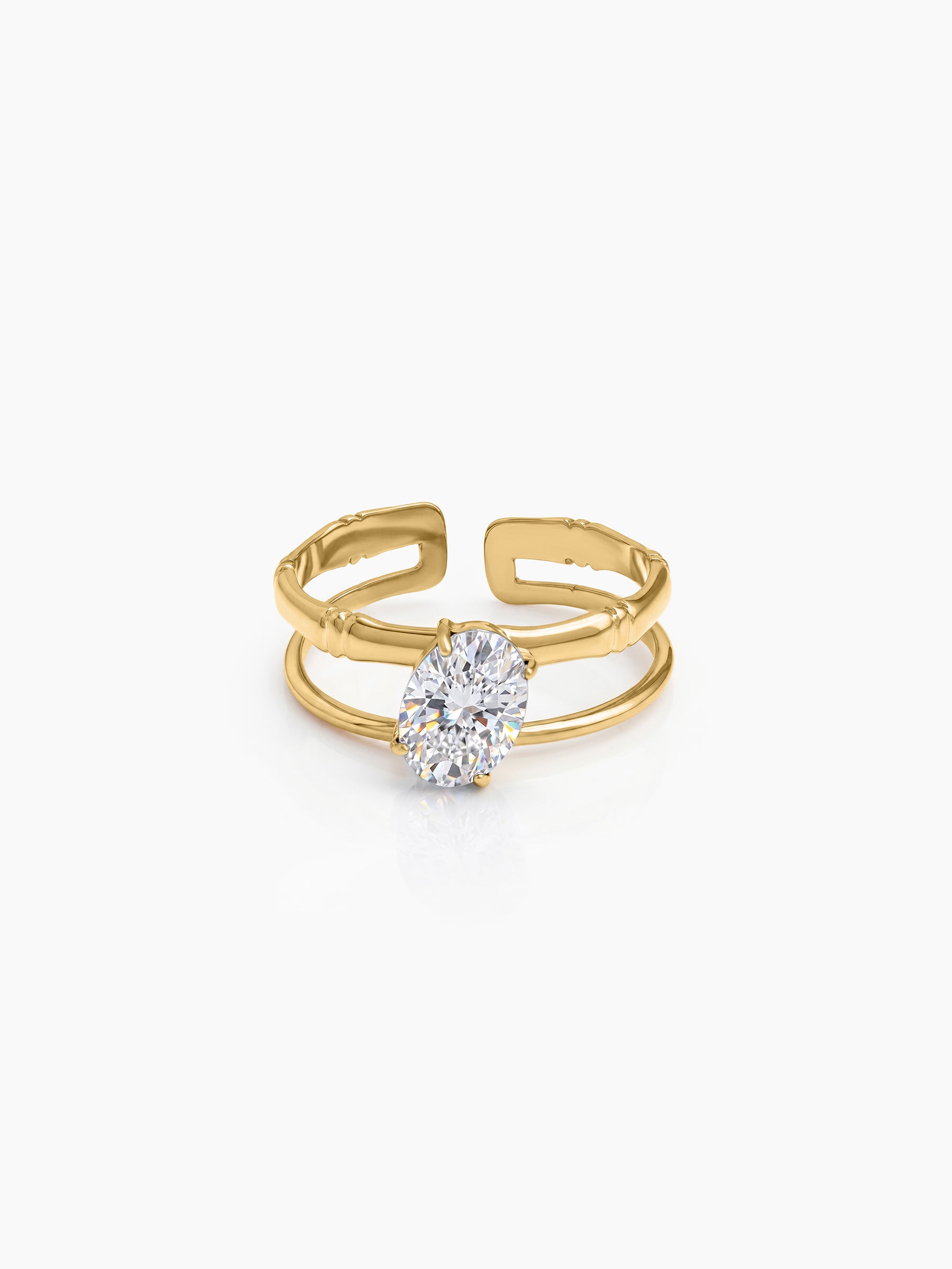 Zirelle White Solitaire White - Gold Women's Rings