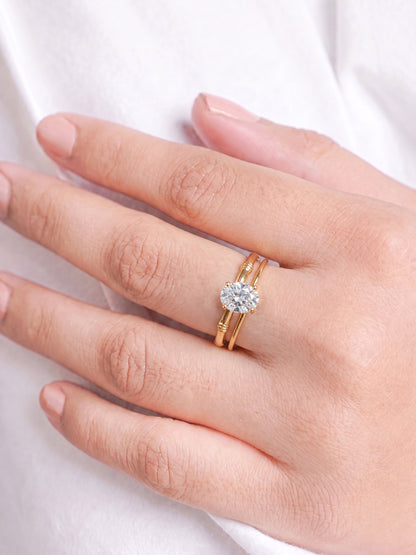 Zirelle White Solitaire White - Gold Women's Rings