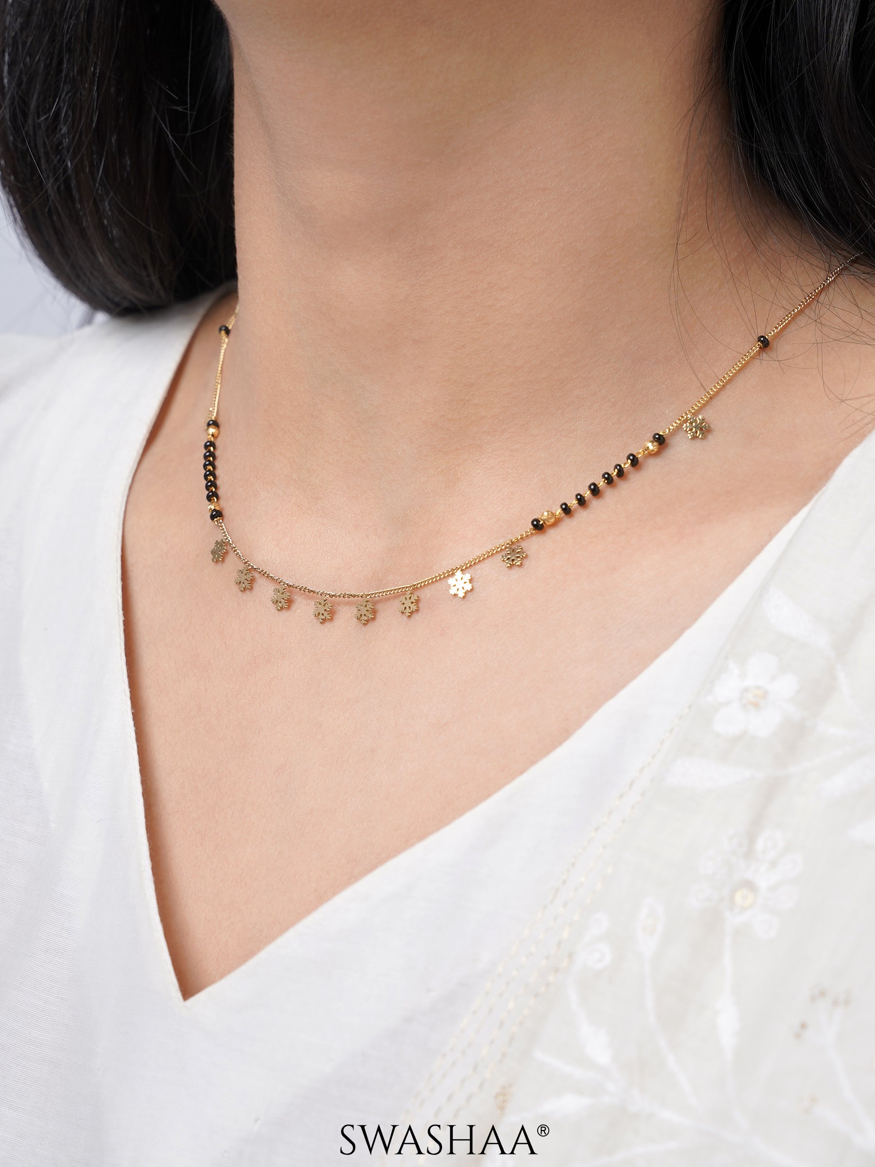 Ziva Snowflake Charms 18K Gold Plated Mangalsutra