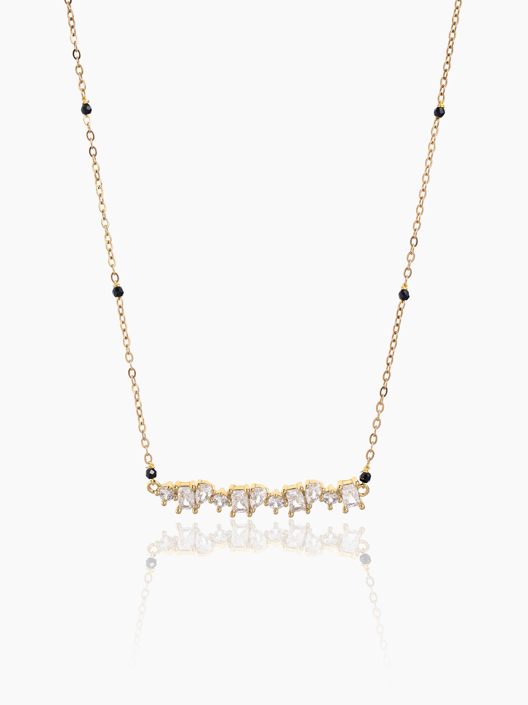 Zivelle Sparkling Diamonds Solitaire Cluster Bar 18K Gold Plated Mangalsutra