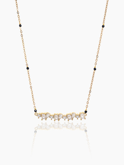 Zivelle Sparkling Diamonds Solitaire Cluster Bar 18K Gold Plated Mangalsutra
