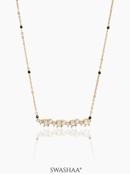 Zivelle Sparkling Diamonds Solitaire Cluster Bar 18K Gold Plated Mangalsutra