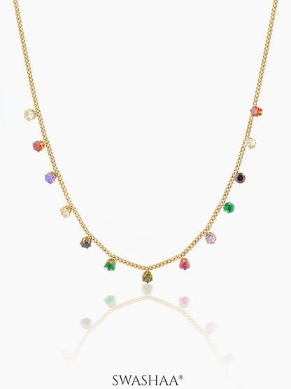 Ziya Multi Colored Stones 14K Gold Plated Necklace