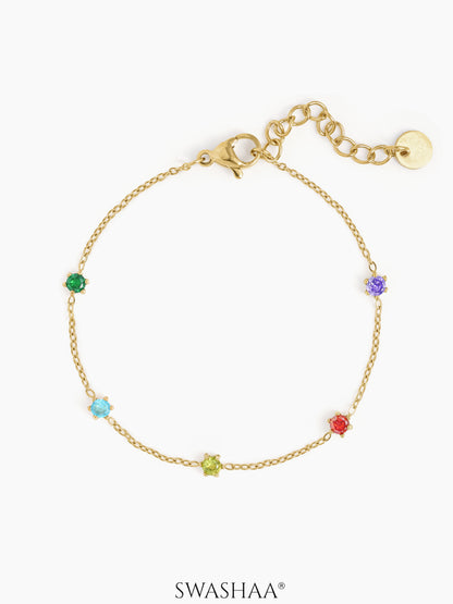 Ziya Multi Colour Stones Women's Loose Chain Bracelet