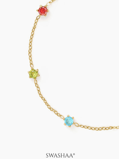Ziya Multi Colour Stones Women's Loose Chain Bracelet