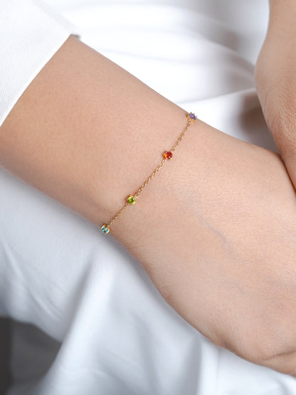 Ziya Multi Colour Stones Women's Loose Chain Bracelet