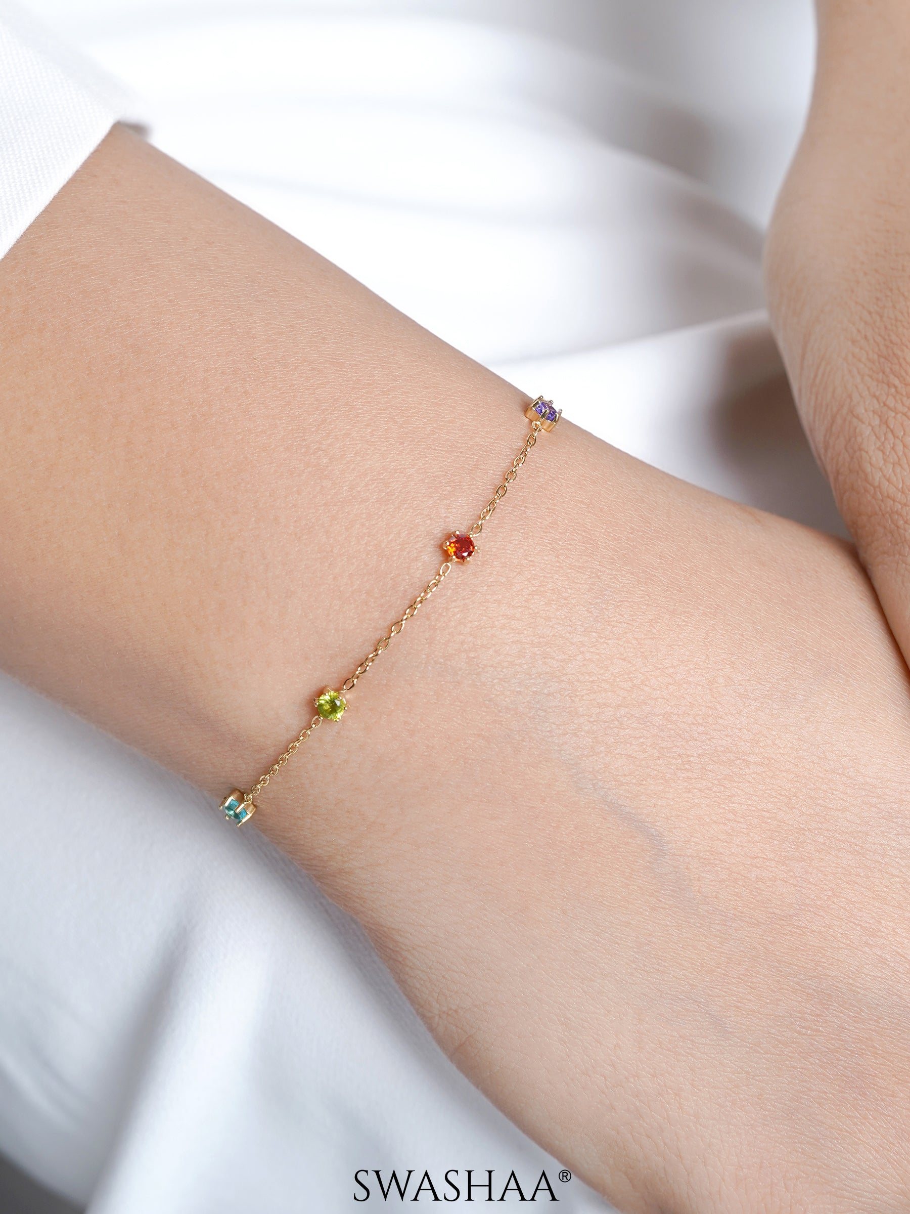 Ziya Multi Colour Stones Women's Loose Chain Bracelet