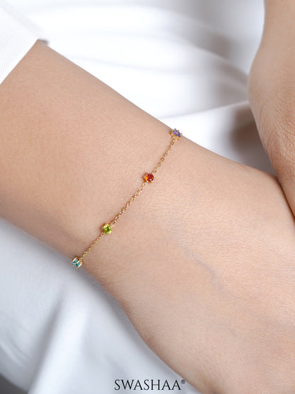 Ziya Multi Colour Stones Women's Loose Chain Bracelet