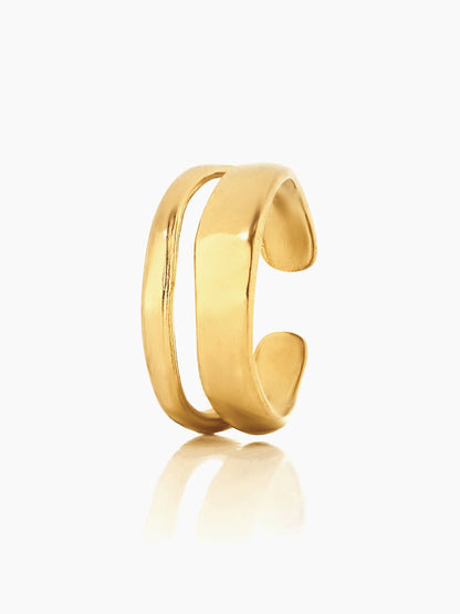 Zoey Dual Band Space Adjustable 18K Gold Plated Ring