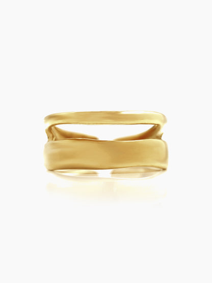 Zoey Dual Band Space Adjustable 18K Gold Plated Ring