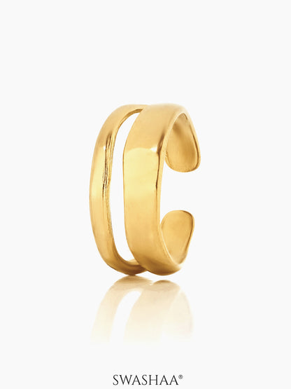 Zoey Dual Band Space Adjustable 18K Gold Plated Ring