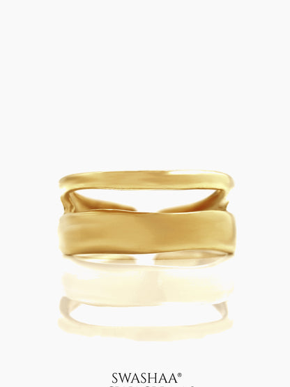 Zoey Dual Band Space Adjustable 18K Gold Plated Ring