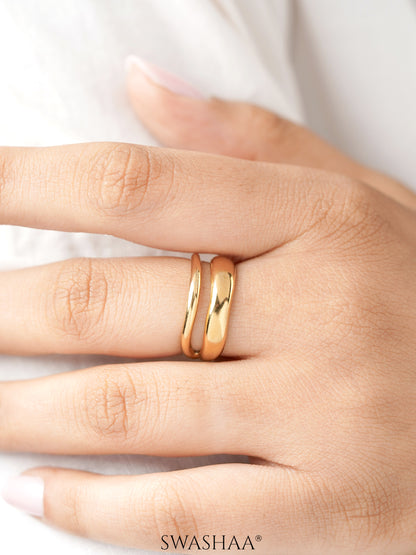 Zoey Dual Band Space Adjustable 18K Gold Plated Ring