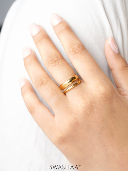 Zoey Dual Band Space Adjustable 18K Gold Plated Ring