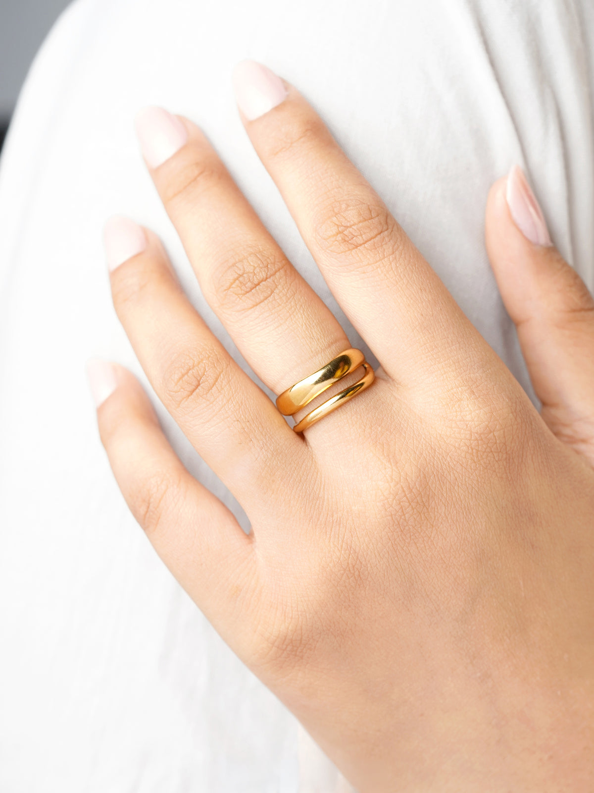 Zoey Dual Band Space Adjustable 18K Gold Plated Ring