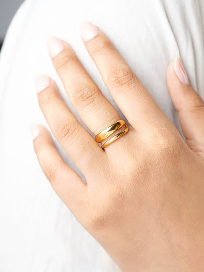Zoey Dual Band Space Adjustable 18K Gold Plated Ring