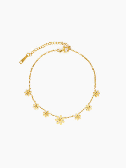 Zofia Flory Flower Charms 18K Gold Plated Women's Anklet