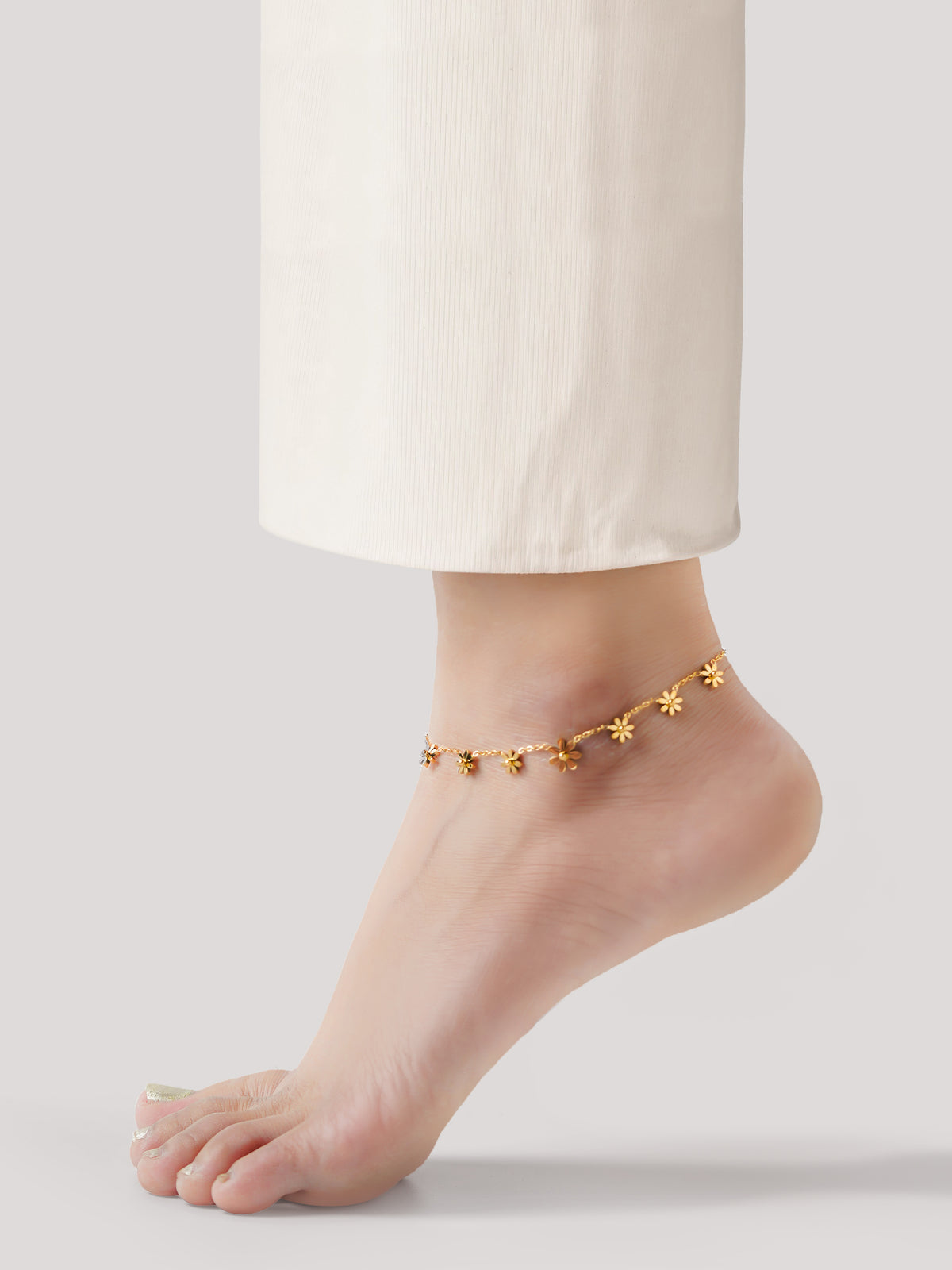 Zofia Flory Flower Charms 18K Gold Plated Women's Anklet