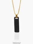 Zoren Black Tag Bar 18K Gold Plated Men's Chain Pendant