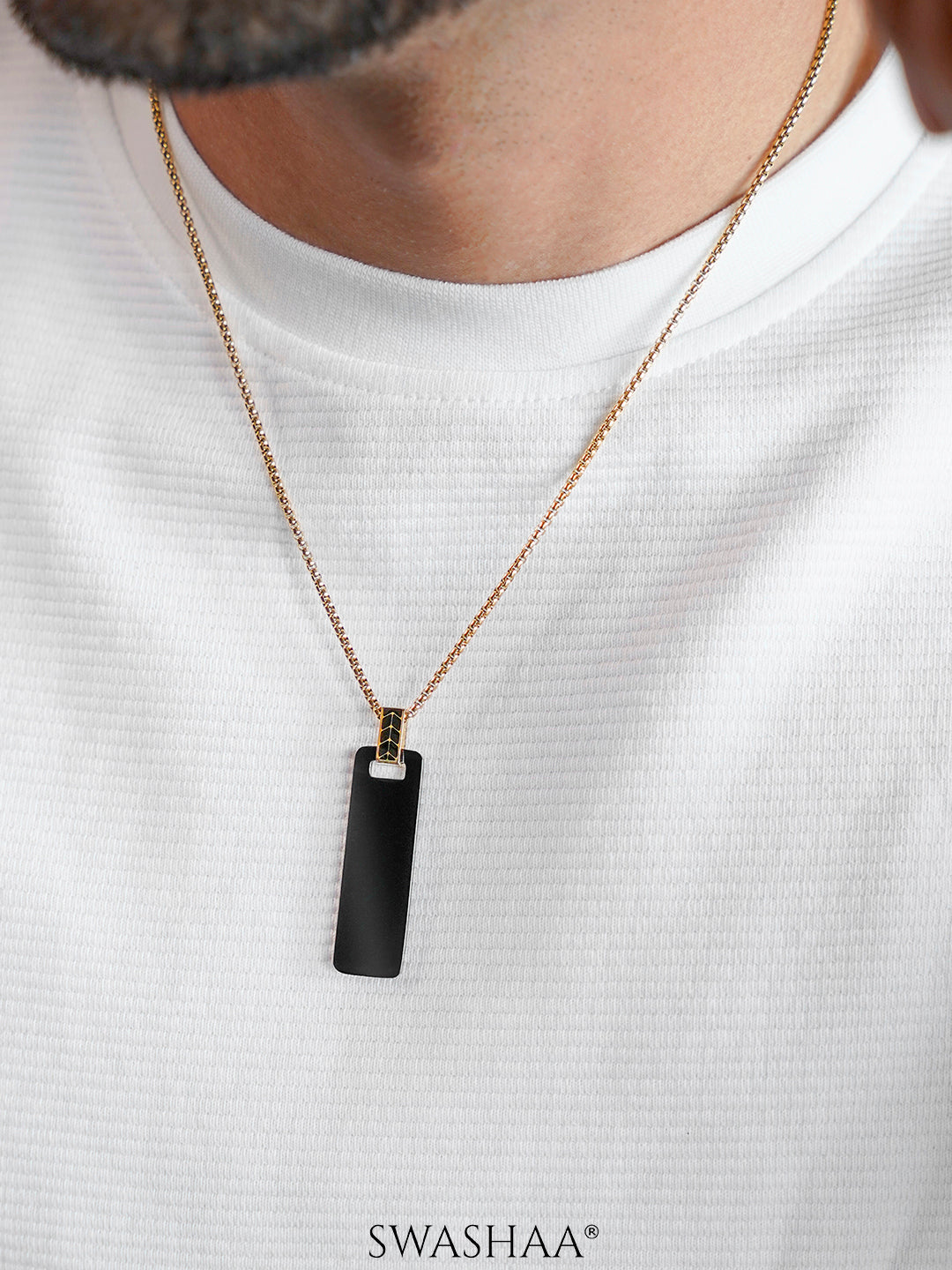 Buy Zoren Tag 18K Gold Plated Men's Chain Pendant Online | Swashaa