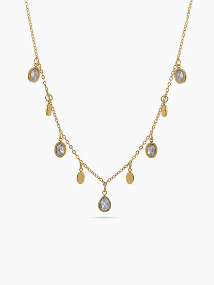 Zoreya Diamond Drop Charms 18K Gold Plated Women's Chain Pendant Necklaces