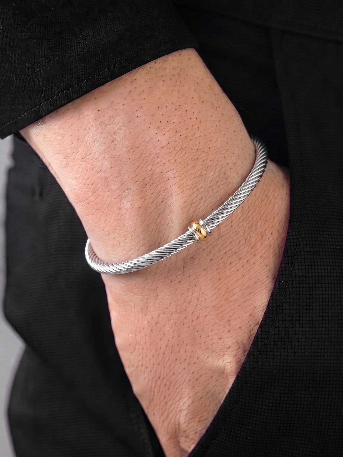 Zubin Wired Silver - 18K Gold Plated Men's Barcelet
