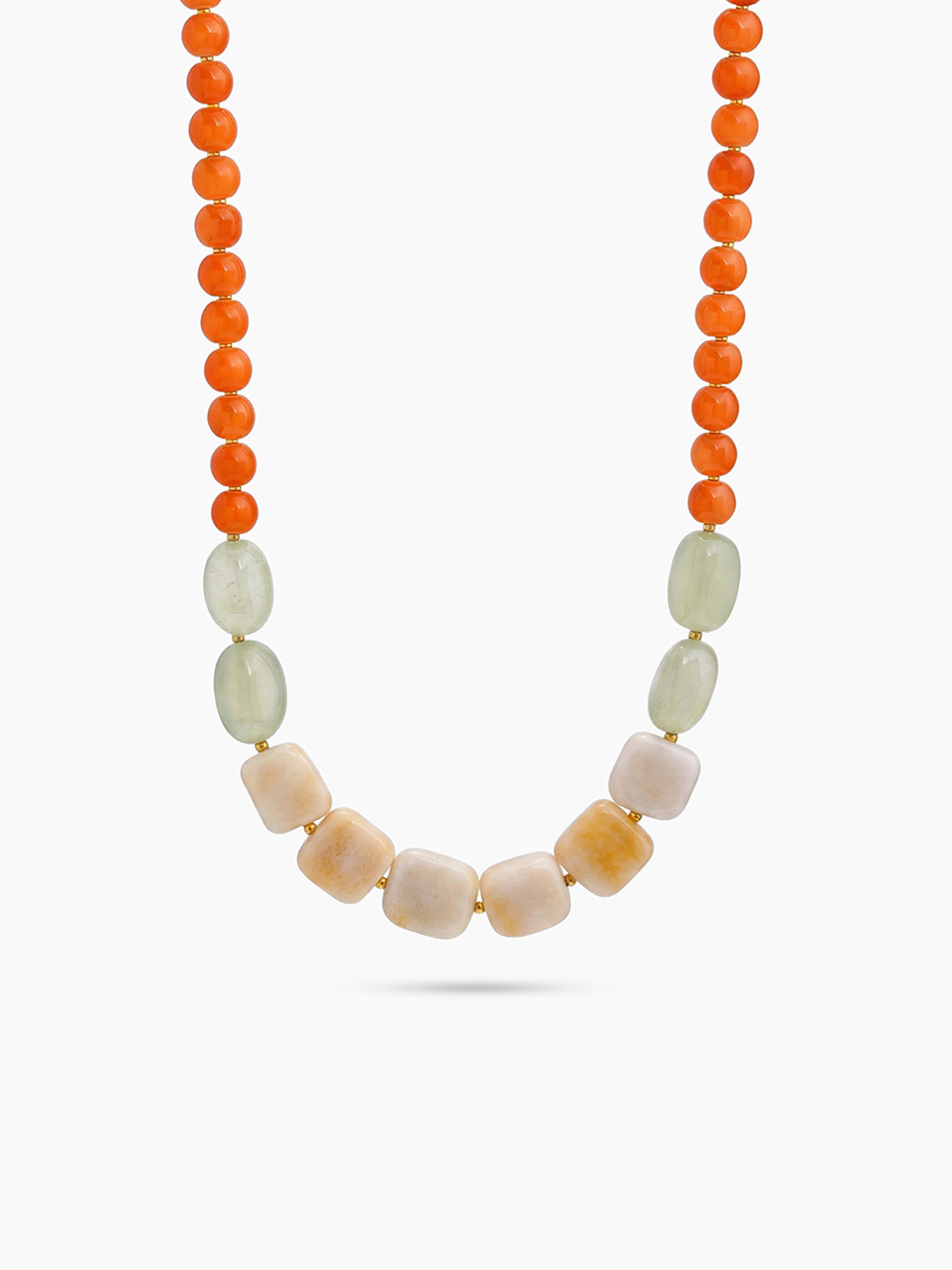 Zuri Citrus Orange Green Cream Gold Women's Beaded Necklace 