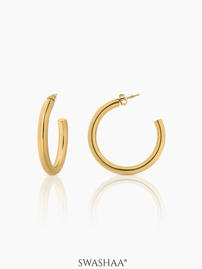 Zylane Classic Round Shape 18K Gold Plated Hoop Earrings