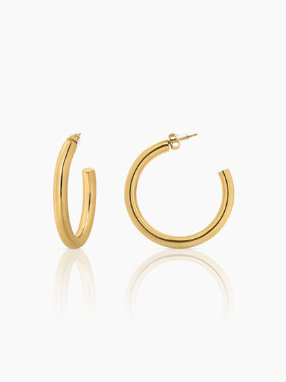 Zylane Classic Round Shape 18K Gold Plated Hoop Earrings