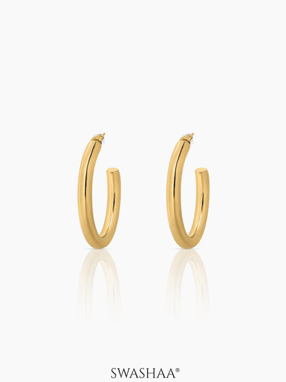Zylane Classic Round Shape 18K Gold Plated Hoop Earrings