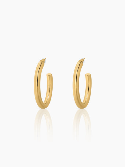 Zylane Classic Round Shape 18K Gold Plated Hoop Earrings