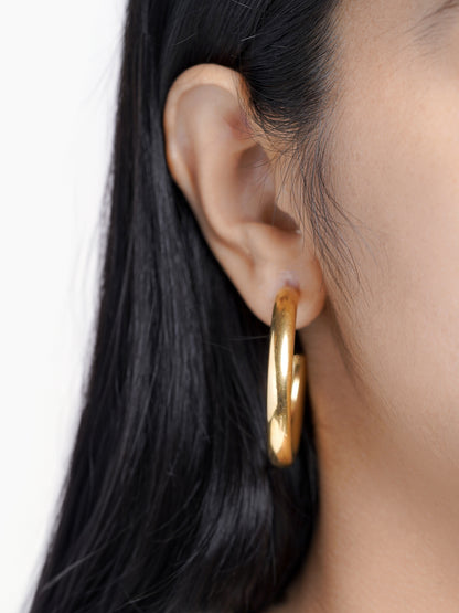 Zylane Classic Round Shape 18K Gold Plated Hoop Earrings