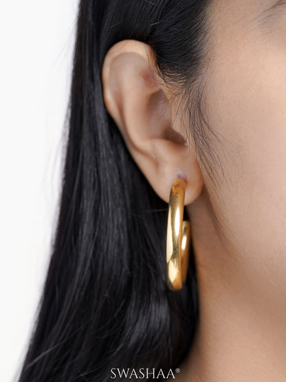 Zylane Classic Round Shape 18K Gold Plated Hoop Earrings