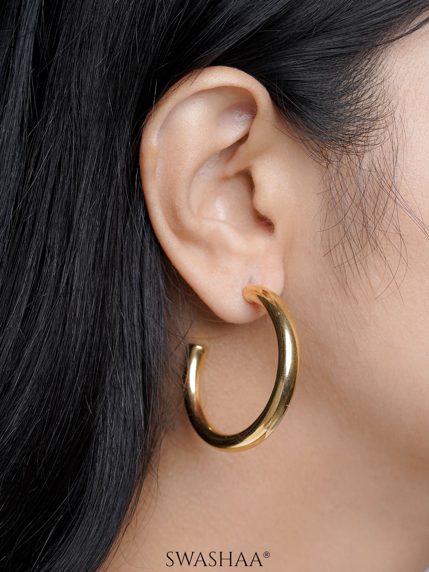 Zylane Classic Round Shape 18K Gold Plated Hoop Earrings