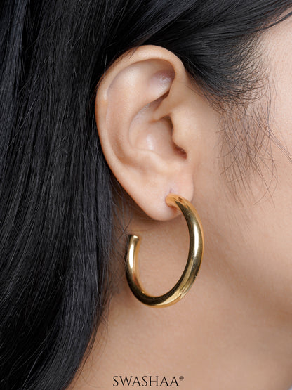 Zylane Classic Round Shape 18K Gold Plated Hoop Earrings