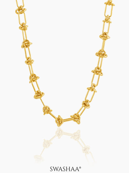 Zynn Link Knot 18K Gold Plated Choker Necklace