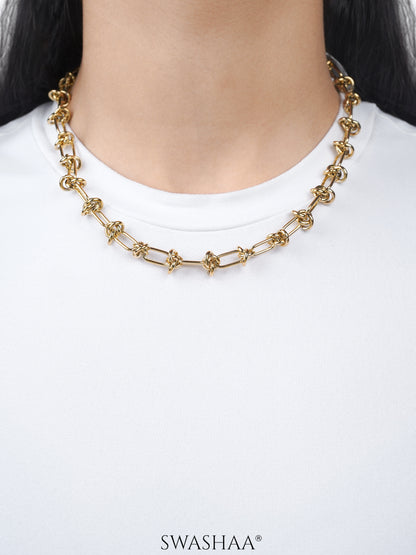 Zynn Link Knot 18K Gold Plated Choker Necklace