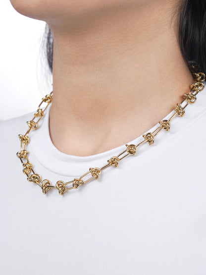Zynn Link Knot 18K Gold Plated Choker Necklace