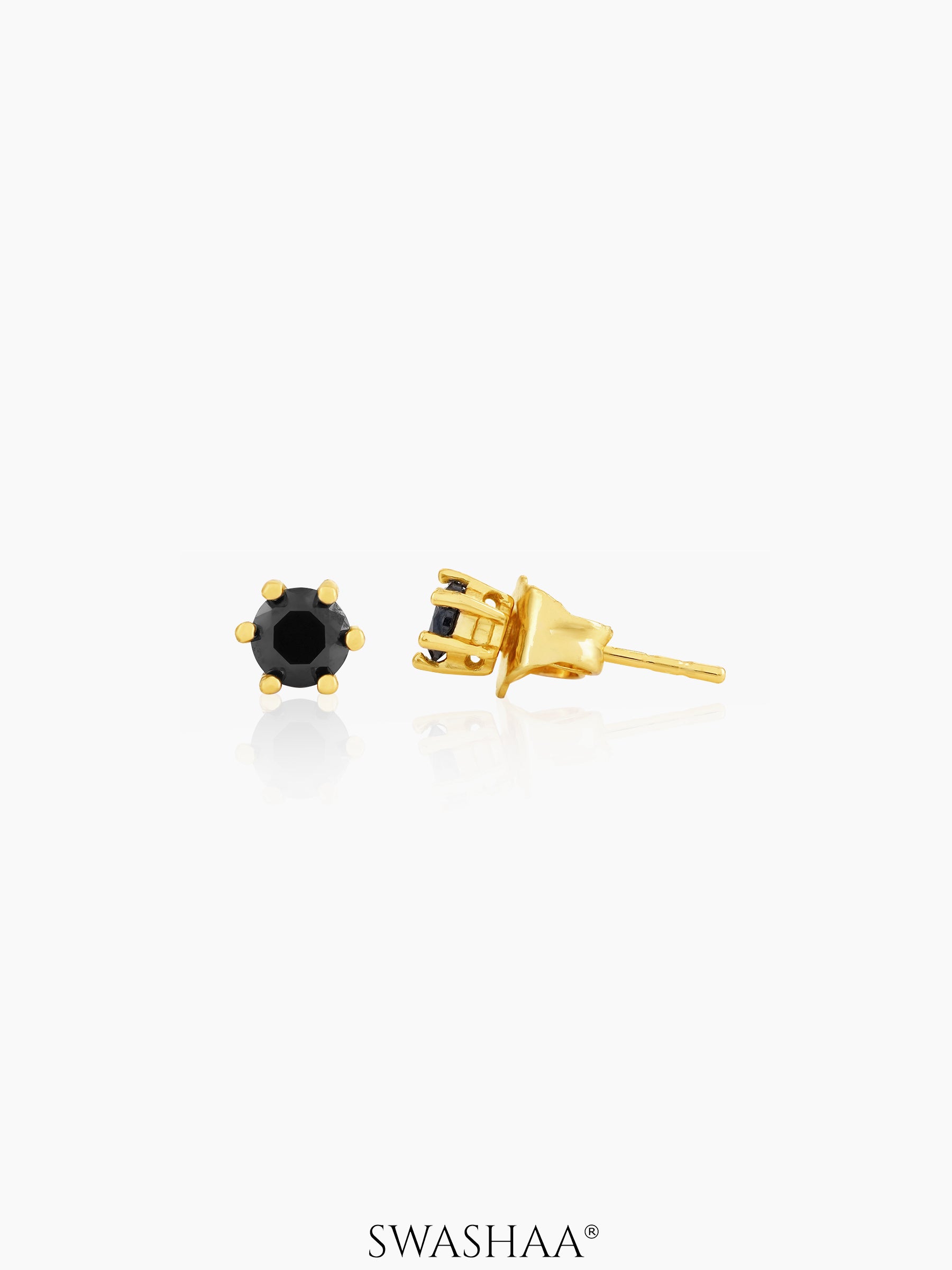 Zyron Black Solitaire Men's Stud Earrings