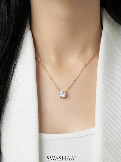 Adia Diamond Solitaire 18K Gold Plated Necklace