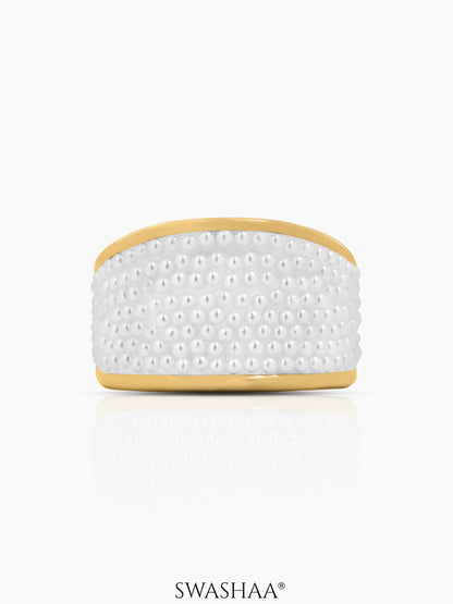 Avena Pearl Cluster Dome 18K Gold Plated Ring