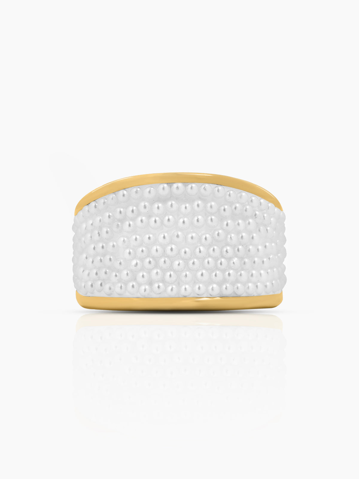 Avena Pearl Cluster Dome 18K Gold Plated Ring