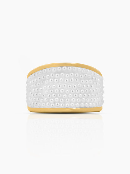 Avena Pearl Cluster Dome 18K Gold Plated Ring